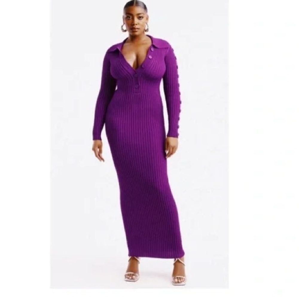 Hanifa Purple Long Sleeve Dress